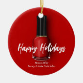 Red Nail Polnischer Happy Holidays Custom Beauty S Keramik Ornament (Vorne)
