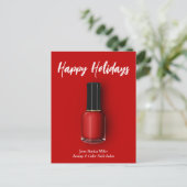Red Nail Polnischer Happy Holidays Custom Beauty S Postkarte (Stehend Vorderseite)