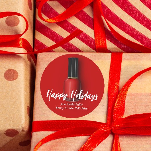 Red Nail Polnischer Happy Holidays Custom Beauty S Runder Aufkleber