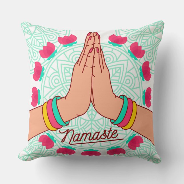 Red Namaste Pillow Kissen (Vorderseite)