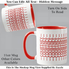 Red Name Hidden Message Trendy Tasse 121B Moderne