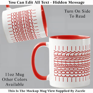 Red Name Hidden Message Trendy Tasse 121B Moderne