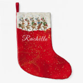 Red Name Marching Quirky Christmas Reindeer Kleiner Weihnachtsstrumpf (Vorderseite)