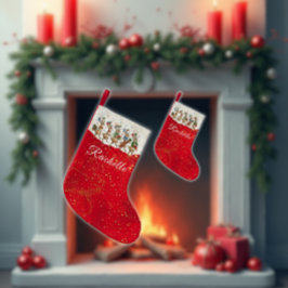 Red Name Marching Quirky Christmas Reindeer Kleiner Weihnachtsstrumpf