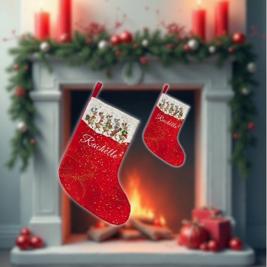 Red Name Marching Quirky Christmas Reindeer Kleiner Weihnachtsstrumpf