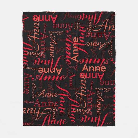 Red Names Pattern ganz in Schwarz Stilvoll Fleecedecke (Vorderseite)