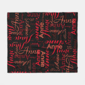 Red Names Pattern ganz in Schwarz Stilvoll Fleecedecke (Vorderseite (Horizontal))