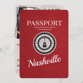 Red Nashville Passport Save the Date (Vorne/Hinten)