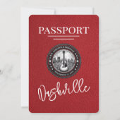 Red Nashville Passport Wedding Einladung (Rückseite)