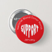 Red National Blood Donor Month Button (Vorne & Hinten)