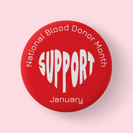 Red National Blood Donor Month Button