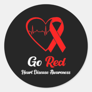 Red National Heart Disease Awareness Month Runder Aufkleber