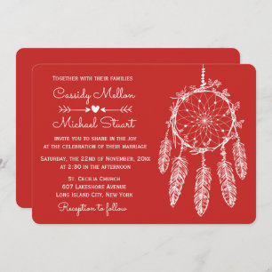 Red Native American Dream Catcher Boho Hochzeit Einladung