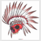 Red Native American Skull Art Aufkleber (Blatt)