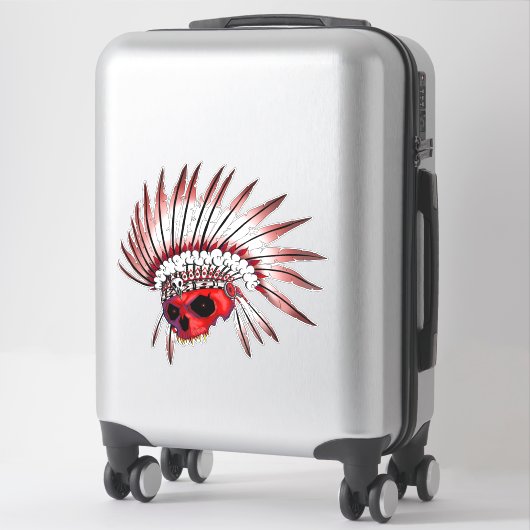Red Native American Skull Art Aufkleber (Koffer)