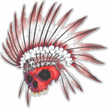 Red Native American Skull Art