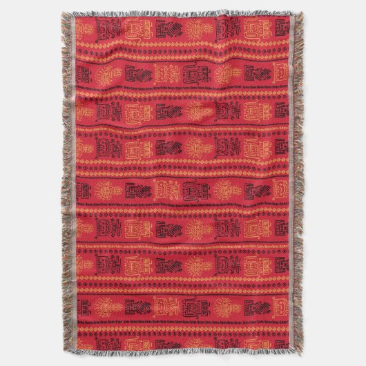 Red Native Pattern Ethnic Stamm Boho Kultur Decke (Vorderseite Vertikal)