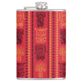 Red Native Pattern Ethnic Stamm Boho Kultur Flachmann (Vorderseite)