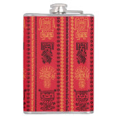 Red Native Pattern Ethnic Stamm Boho Kultur Flachmann (Rückseite)