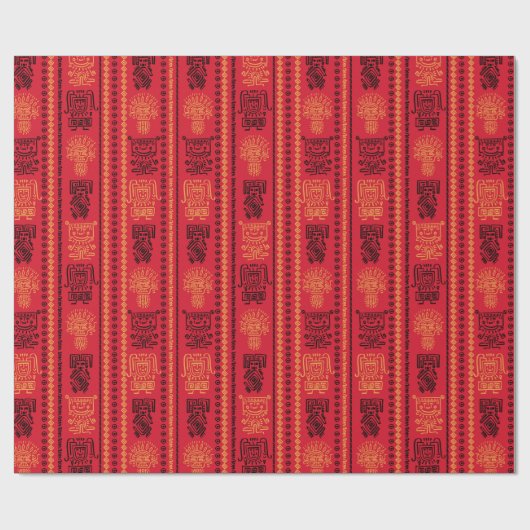 Red Native Pattern Ethnic Stamm Boho Kultur Geschenkpapier (Flach)