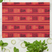 Red Native Pattern Ethnic Stamm Boho Kultur Geschirrtuch (Gefaltet)