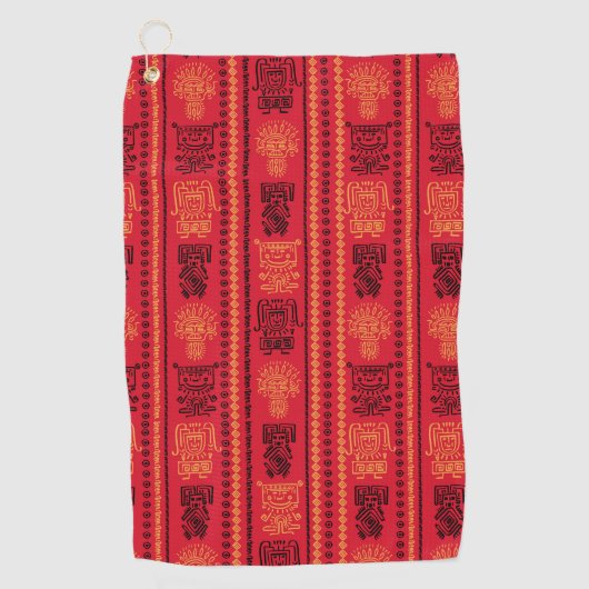 Red Native Pattern Ethnic Stamm Boho Kultur Golfhandtuch (Vorderseite)