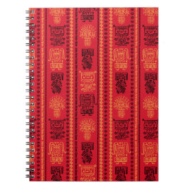 Red Native Pattern Ethnic Stamm Boho Kultur Notizblock