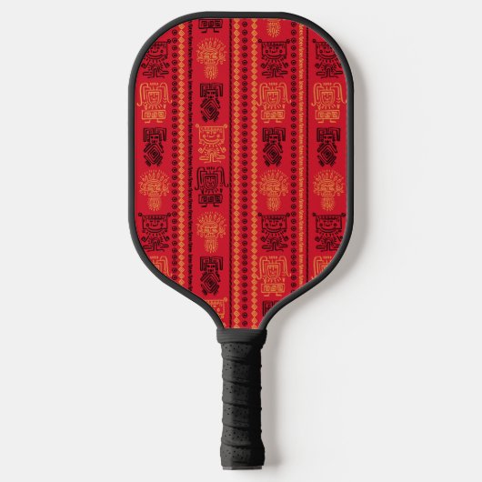 Red Native Pattern Ethnic Stamm Boho Kultur Pickleball Schläger (Vorderseite)