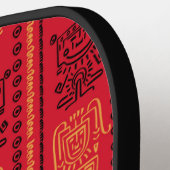 Red Native Pattern Ethnic Stamm Boho Kultur Pickleball Schläger (Linke Seite)