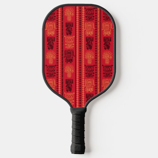 Red Native Pattern Ethnic Stamm Boho Kultur Pickleball Schläger (Rückseite)