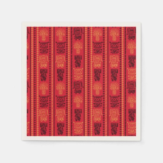 Red Native Pattern Ethnic Stamm Boho Kultur Serviette (Vorderseite)