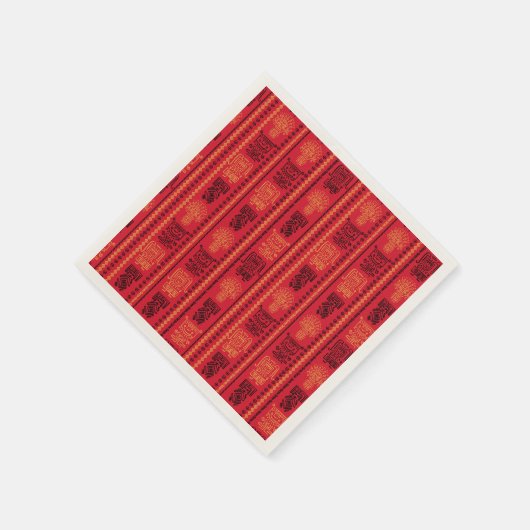 Red Native Pattern Ethnic Stamm Boho Kultur Serviette (Ecke)