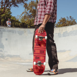 Red Native Pattern Ethnic Stamm Boho Kultur Skateboard