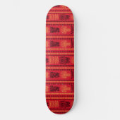 Red Native Pattern Ethnic Stamm Boho Kultur Skateboard (Vorderseite)
