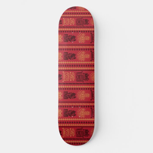 Red Native Pattern Ethnic Stamm Boho Kultur Skateboard (Vorderseite)
