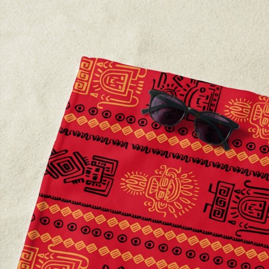 Red Native Pattern Ethnic Stamm Boho Kultur Strandtuch (Beispiel)