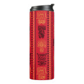 Red Native Pattern Ethnic Stamm Boho Kultur Thermosbecher (Nach links gedreht)