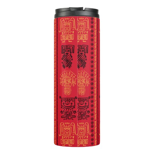 Red Native Pattern Ethnic Stamm Boho Kultur Thermosbecher (Rückseite)