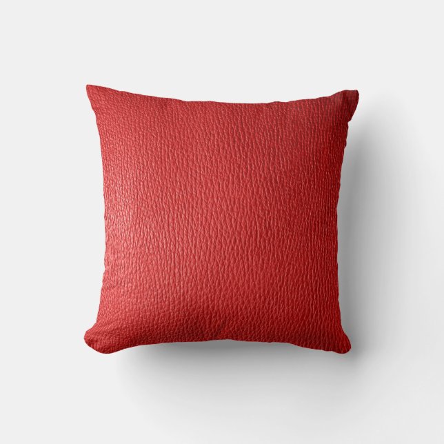 Red Natural Leather Look Kissen (Vorderseite)