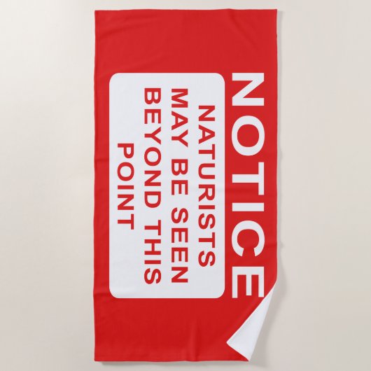 Red Naturist Beach SignNotice Strandtuch (Vorderseite)