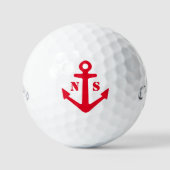 Red nauanker benutzerdefiniertes Monogramm Super w Golfball (Vorderseite)