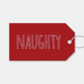 Red Naughty Christmas Holiday Geschenkanhänger (Vorderseite (Horizontal))