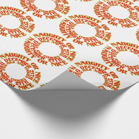 Red Naughty oder Nice 25. Dezember Geschenkpapier (Ecke)