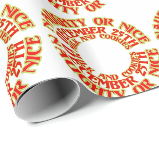 Red Naughty oder Nice 25. Dezember Geschenkpapier (Rolleneckpunkt)