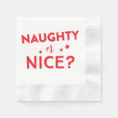 Red Naughty oder Nice Christmas Holiday Serviette (Vorderseite)