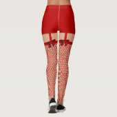 Red Naughty Valentine Imitate Fishnet Sexy Bow Leggings (Rückseite)