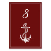 Red Nautic Anchor Tischnummer Card (Rückseite)