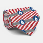 Red Nautic Sailboat Stripes Krawatte (Gerollt)
