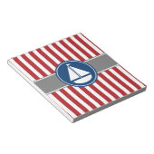 Red Nautic Sailboat Stripes Notizblock (angewinkelt)