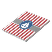 Red Nautic Sailboat Stripes Notizblock (Rotiert)